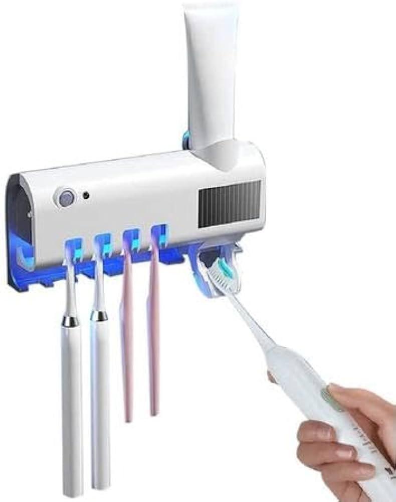 Dispenser Para Escova de Dentes e Esterilizador Com Luz UV Antibacteriano