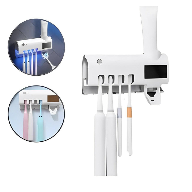 Dispenser Para Escova de Dentes e Esterilizador Com Luz UV Antibacteriano