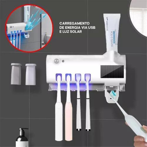 Dispenser Para Escova de Dentes e Esterilizador Com Luz UV Antibacteriano