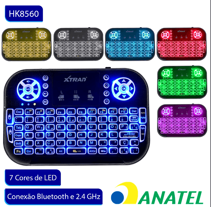 Mini Teclado Sem Fio Wireless Iluminado para Tv Box e Smart