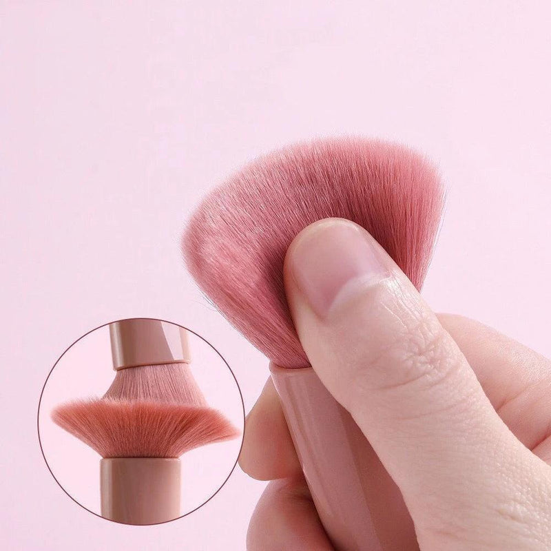 Kit Mini Espelho De Maquiagem Portátil Com 5 Pcs Pincéis De Bolso Dobrável