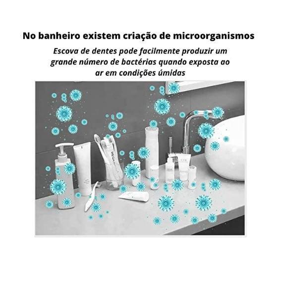 Dispenser Para Escova de Dentes e Esterilizador Com Luz UV Antibacteriano