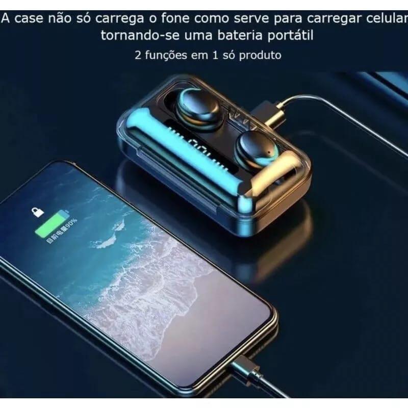 Fone De Ouvido Sem Fio F9-5 Com Display Led Power Bank